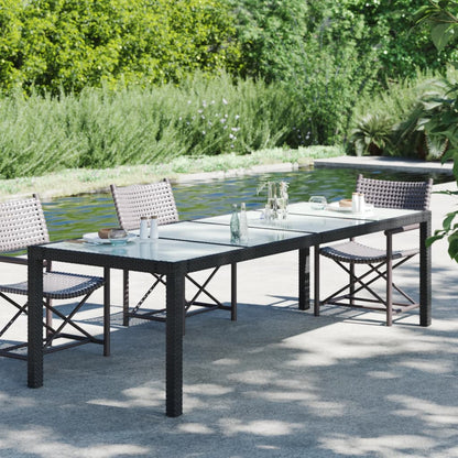 Tavolo Giardino 250X100X75Cm Vetro Temperato Polyrattan