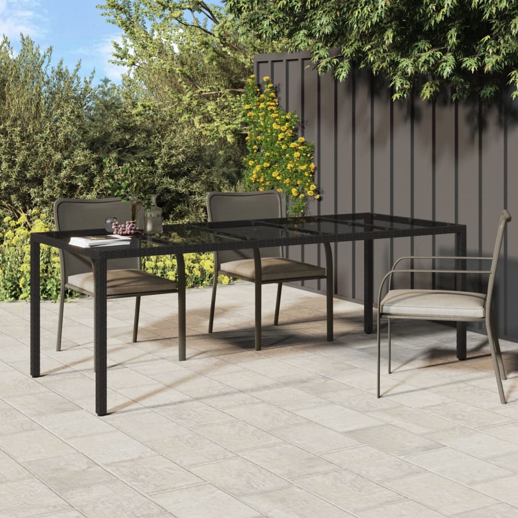 Tavolo Giardino 250X100X75Cm Vetro Temperato Polyrattan