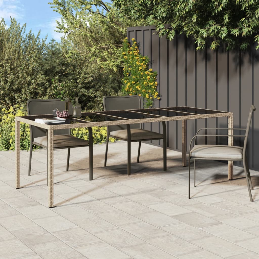 Tavolo Giardino 250X100X75Cm Vetro Temperato Polyrattan