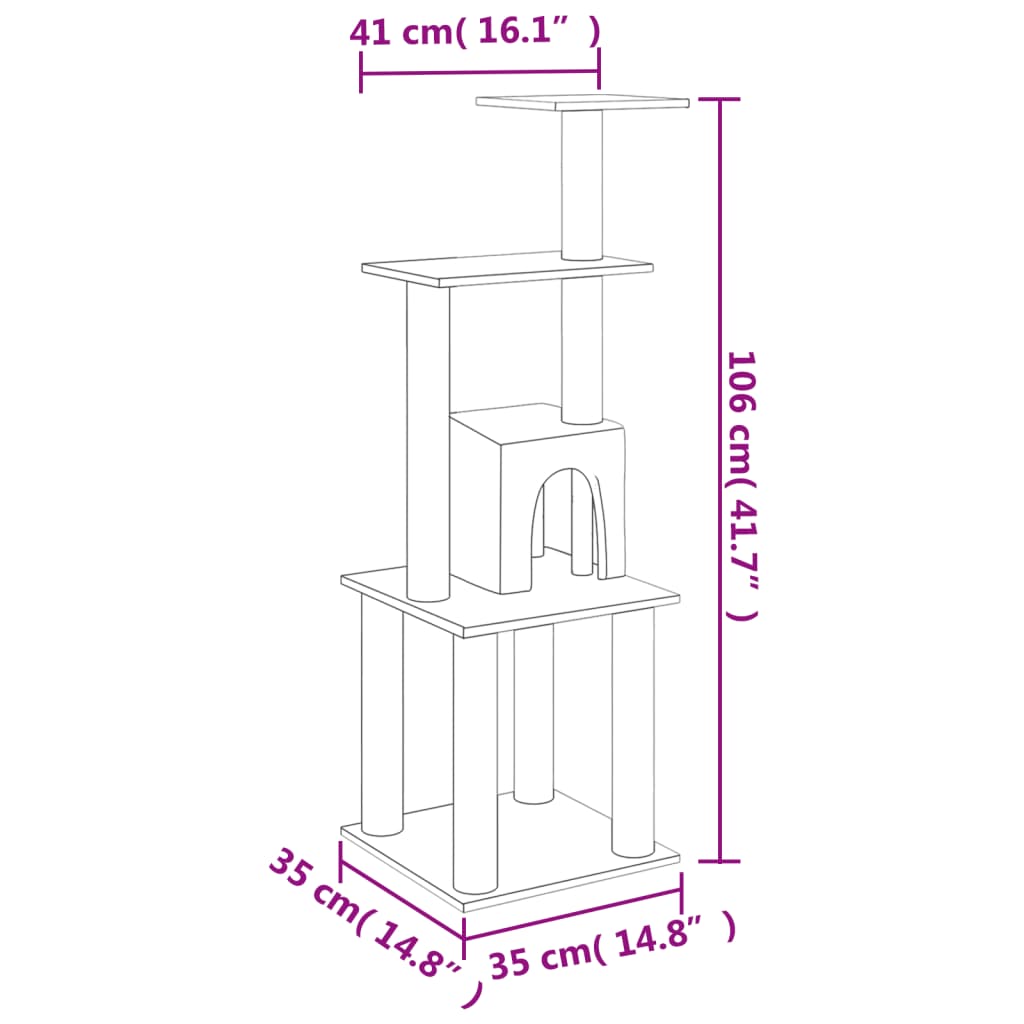 Albero Per Gatti Con Tiragraffi In Sisal 105 Cm