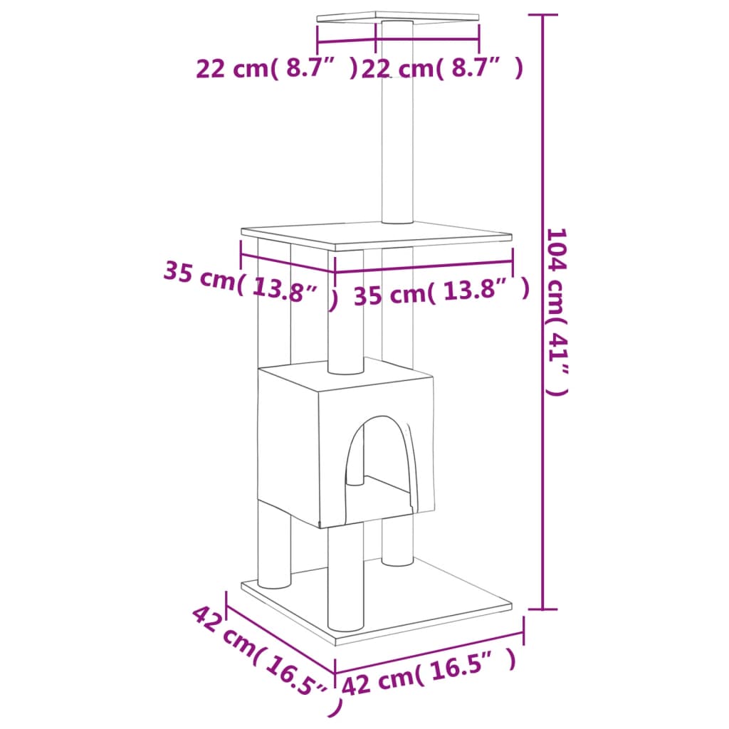 Albero Per Gatti Con Tiragraffi In Sisal 104 Cm