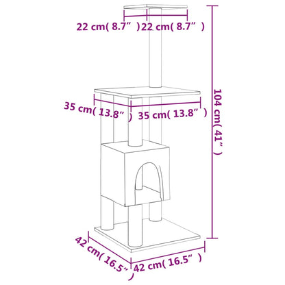 Albero Per Gatti Con Tiragraffi In Sisal 104 Cm