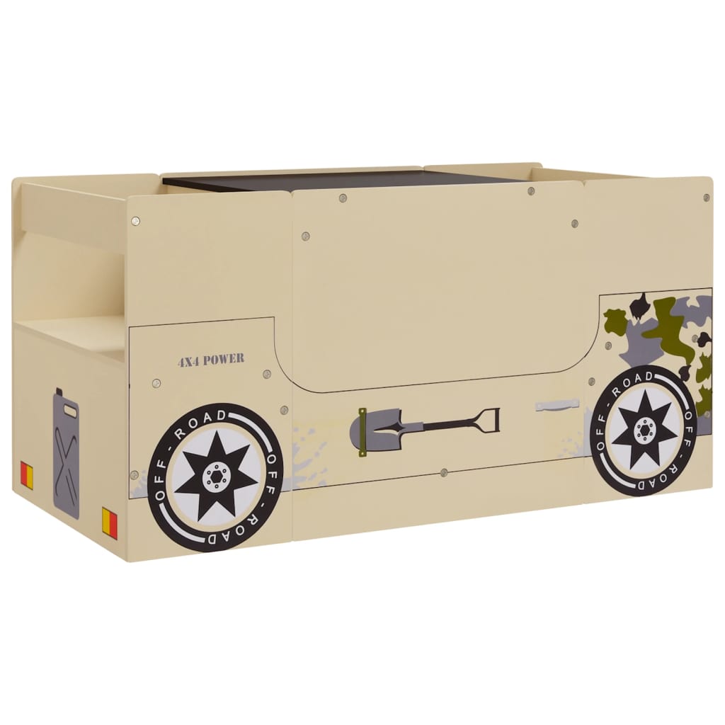 Set Tavolo E Sedia Per Bambini 3 Pz Auto Fuoristrada In Mdf