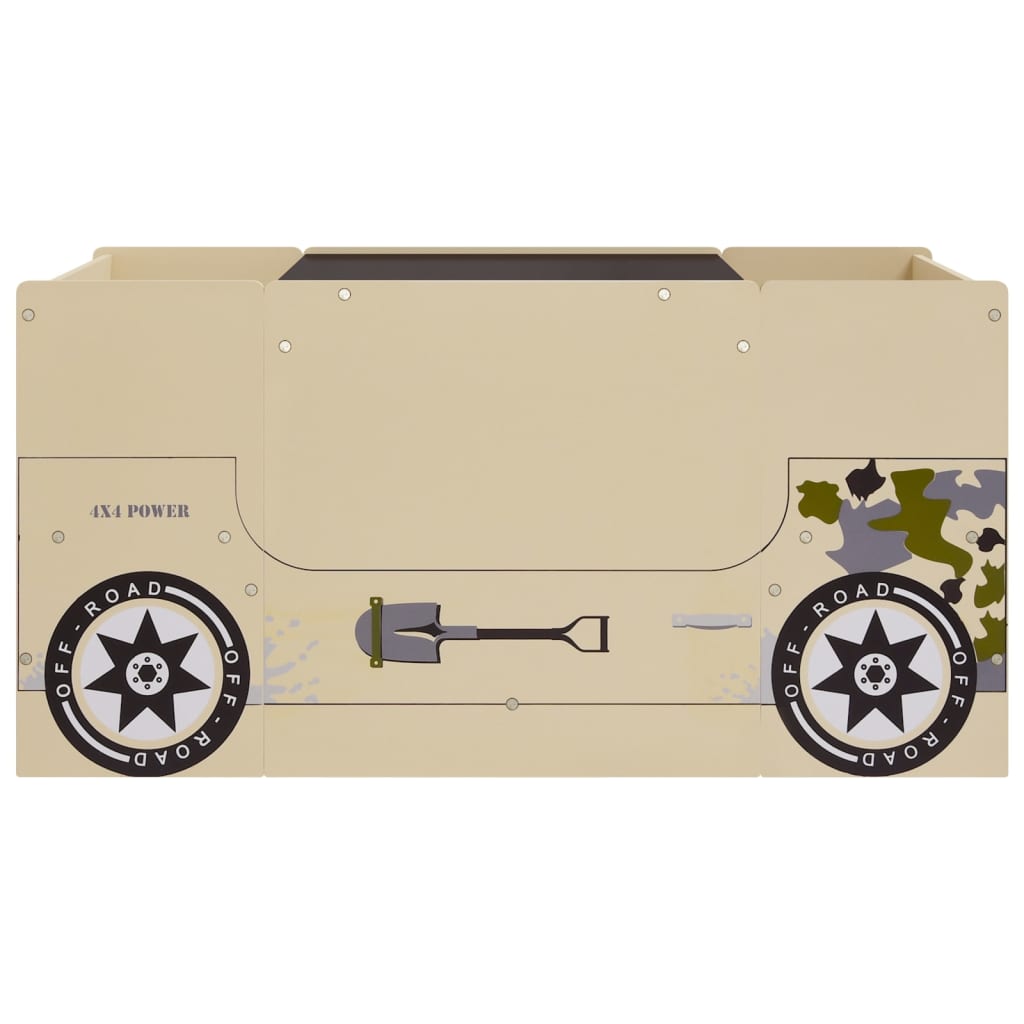 Set Tavolo E Sedia Per Bambini 3 Pz Auto Fuoristrada In Mdf