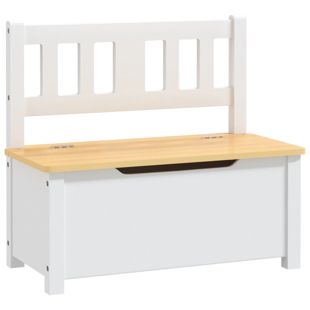 Cassapanca Per Bambini Bianca E Beige 60X30X55 Cm In Mdf