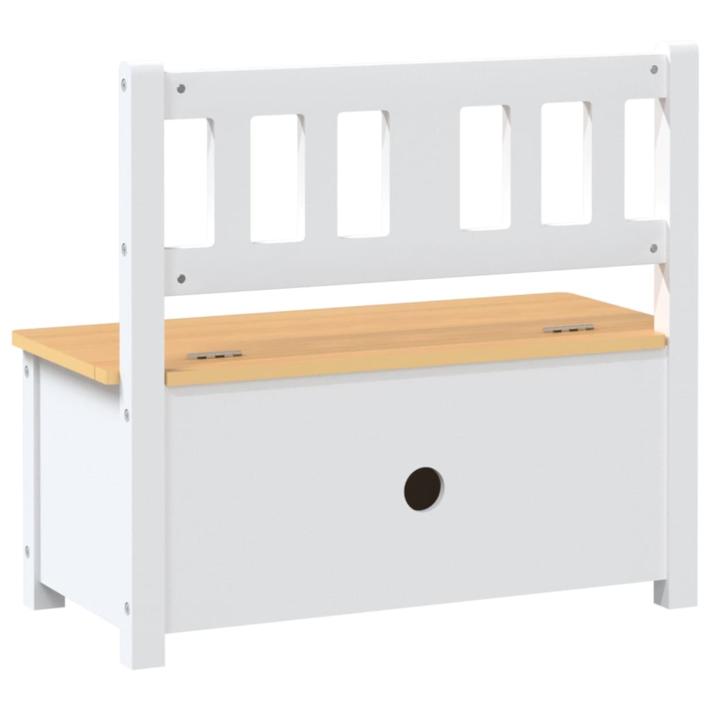 Cassapanca Per Bambini Bianca E Beige 60X30X55 Cm In Mdf