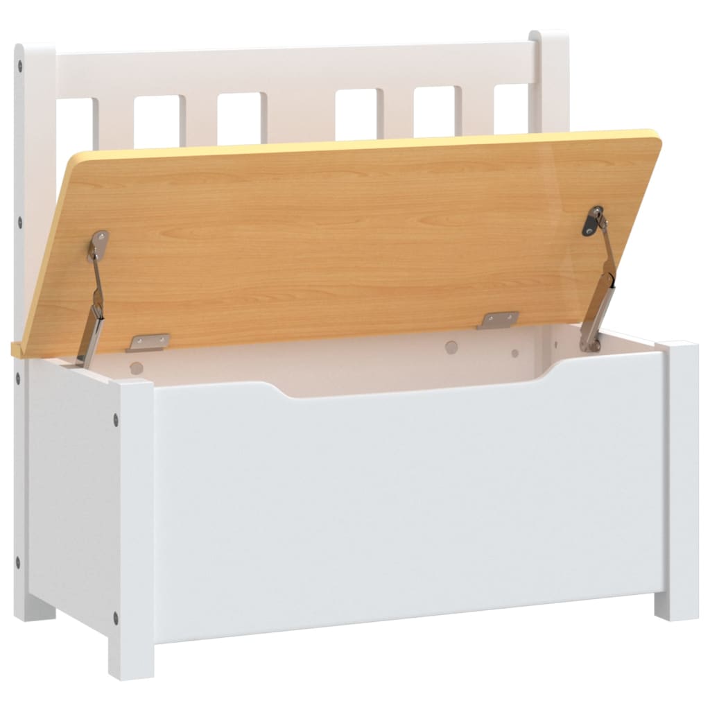 Cassapanca Per Bambini Bianca E Beige 60X30X55 Cm In Mdf