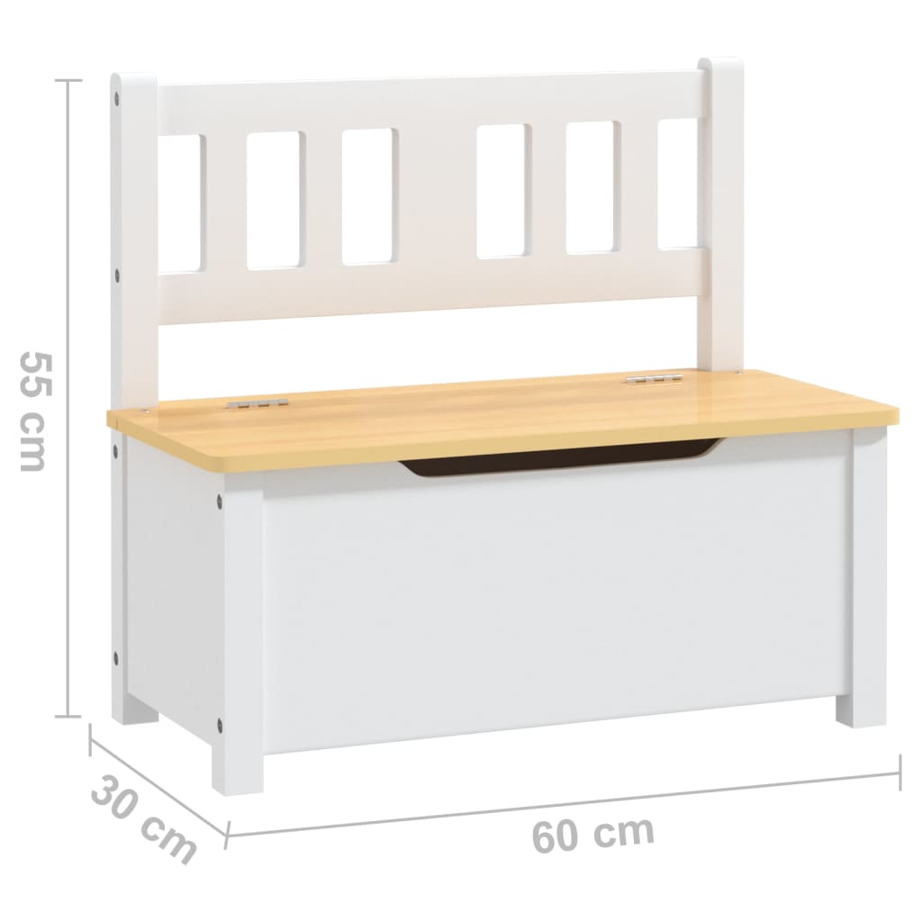 Cassapanca Per Bambini Bianca E Beige 60X30X55 Cm In Mdf