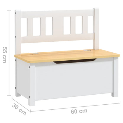 Cassapanca Per Bambini Bianca E Beige 60X30X55 Cm In Mdf