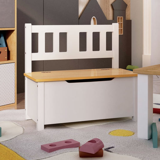 Cassapanca Per Bambini Bianca E Beige 60X30X55 Cm In Mdf