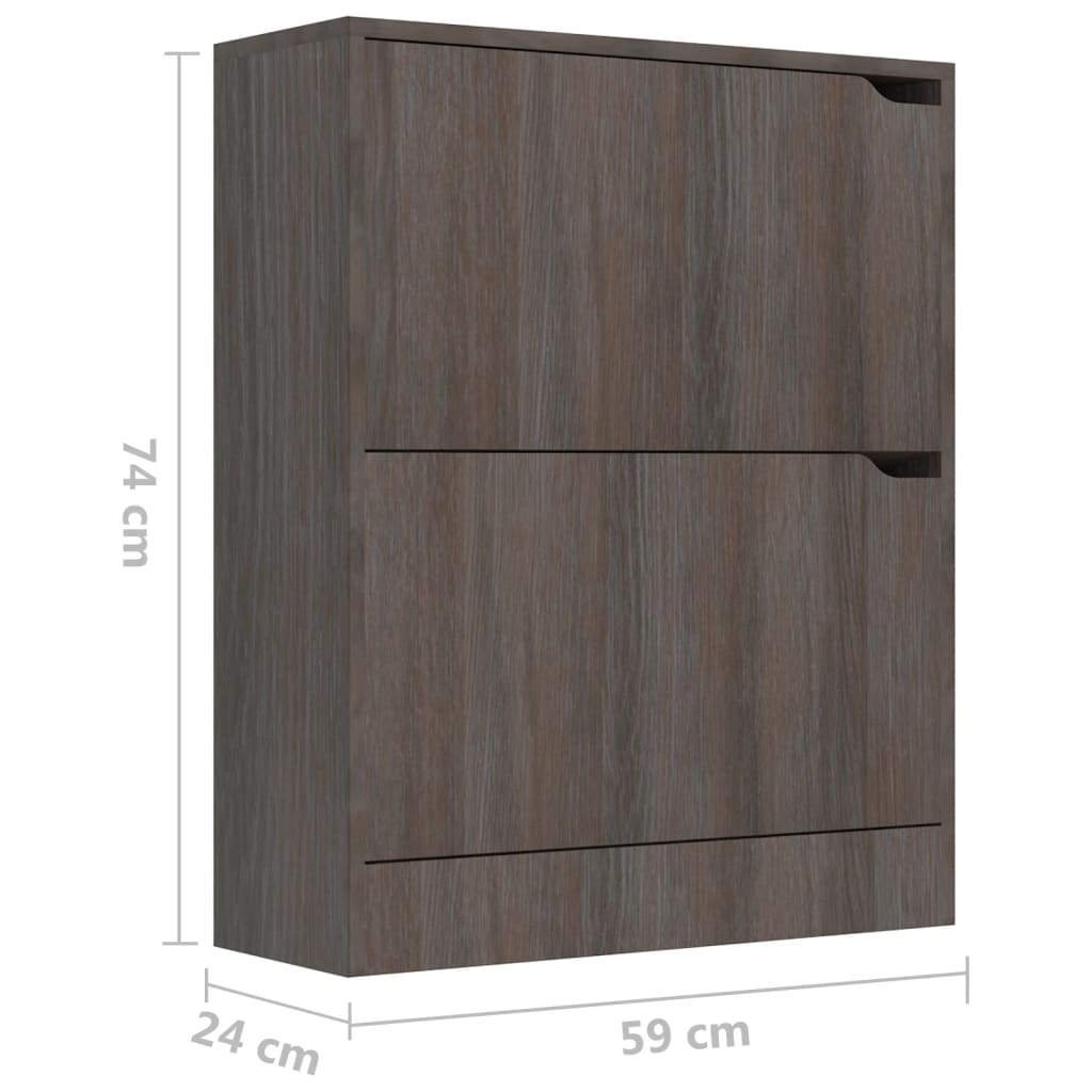 Scarpiera 2 Ante Grigio Rovere Sonoma 59X24X74Cm Multistrato
