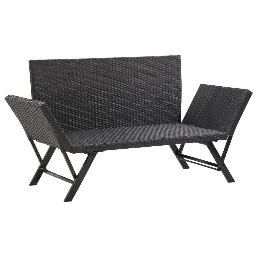 Panca Da Giardino Con Cuscini Nera 176 Cm In Polyrattan