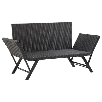 Panca Da Giardino Con Cuscini Nera 176 Cm In Polyrattan