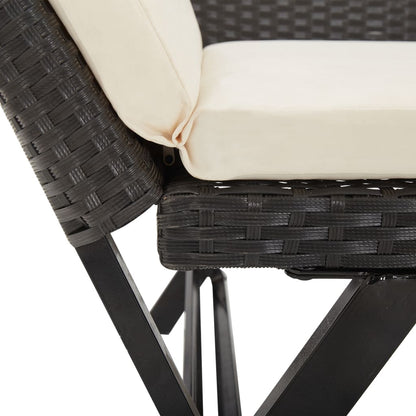 Panca Da Giardino Con Cuscini Nera 176 Cm In Polyrattan