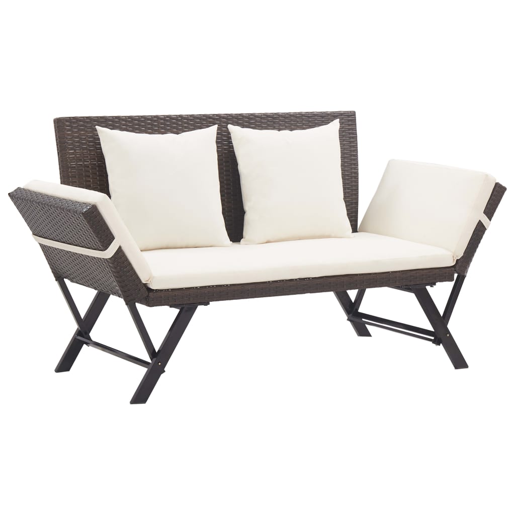Panca Da Giardino Con Cuscini Nera 176 Cm In Polyrattan