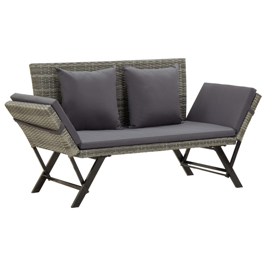 Panca Da Giardino Con Cuscini Nera 176 Cm In Polyrattan
