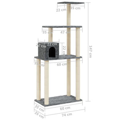 Albero Per Gatti Con Tiragraffi In Sisal 147 Cm