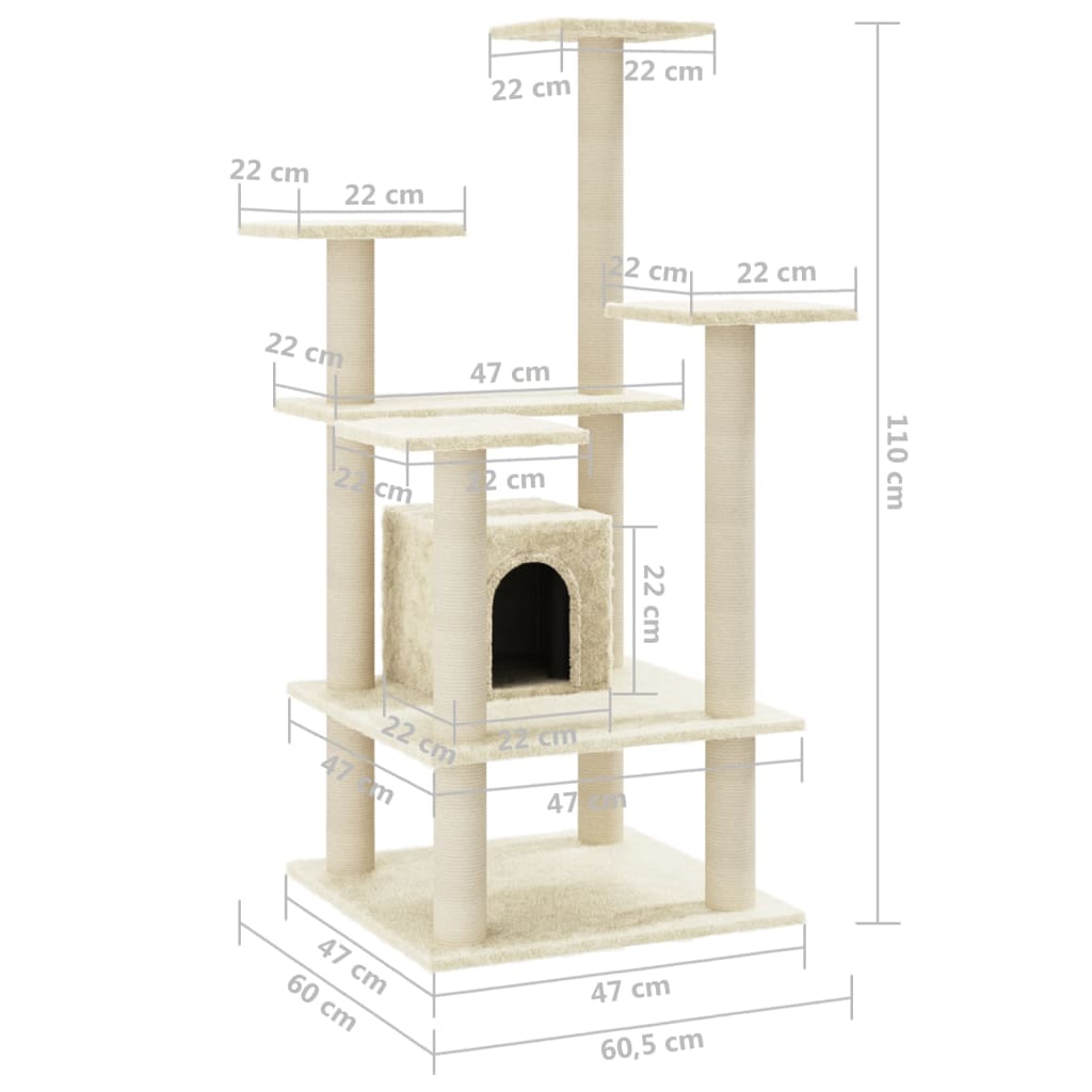 Albero Per Gatti Con Pali Tiragraffi In Sisal 110 Cm