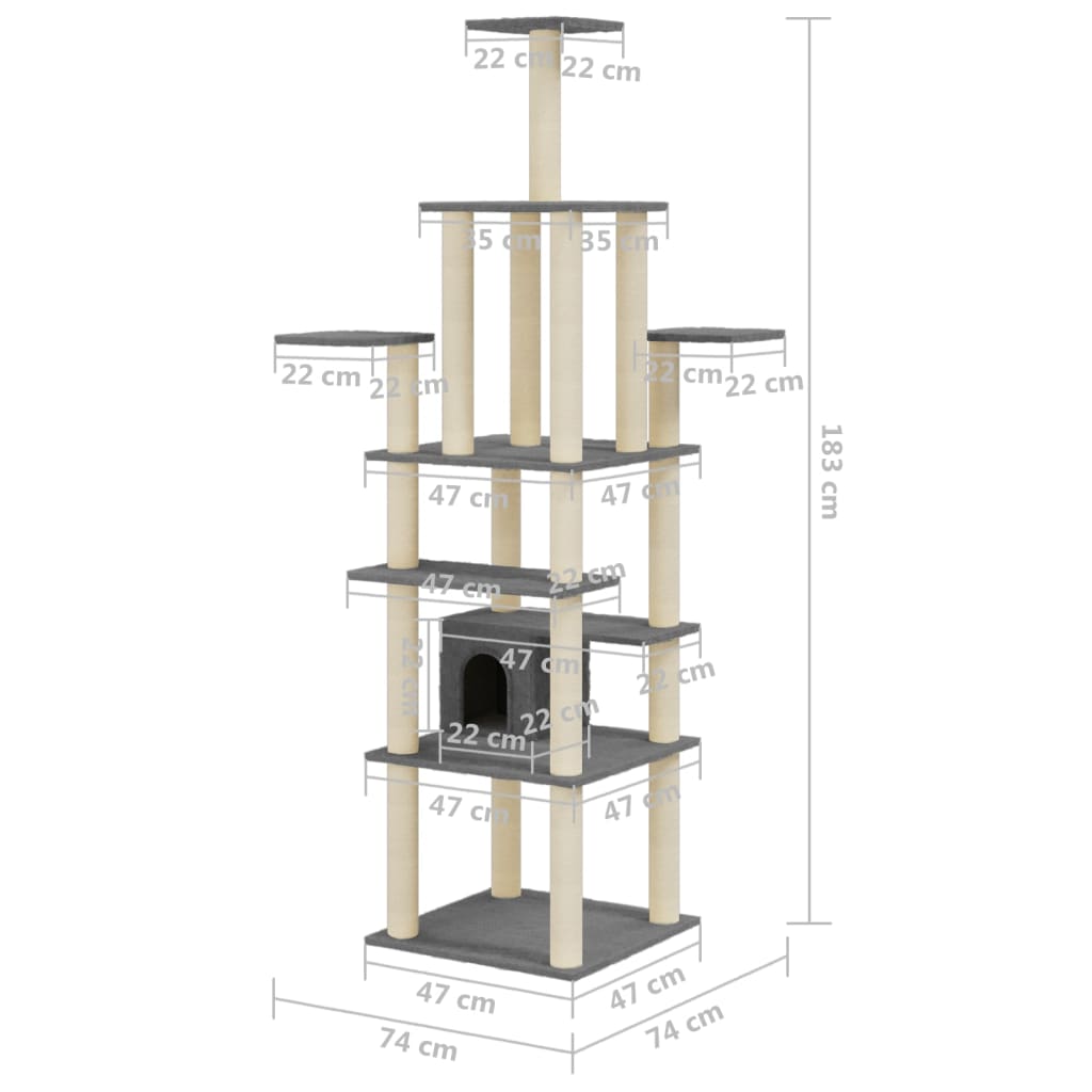 Albero Per Gatti Con Tiragraffi In Sisal 183 Cm