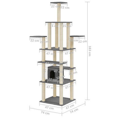 Albero Per Gatti Con Tiragraffi In Sisal 183 Cm