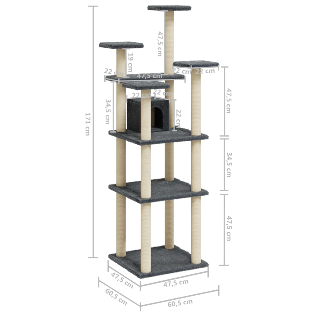 Albero Per Gatti Con Tiragraffi In Sisal 171 Cm