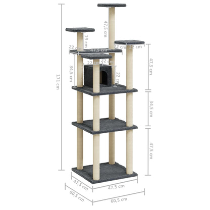Albero Per Gatti Con Tiragraffi In Sisal 171 Cm