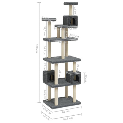 Albero Per Gatti Con Tiragraffi In Sisal 188 Cm