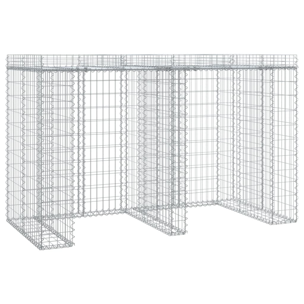 Parete Gabbioni Bidone Spazzatura 192X91X120 Cm Ferro Zincato