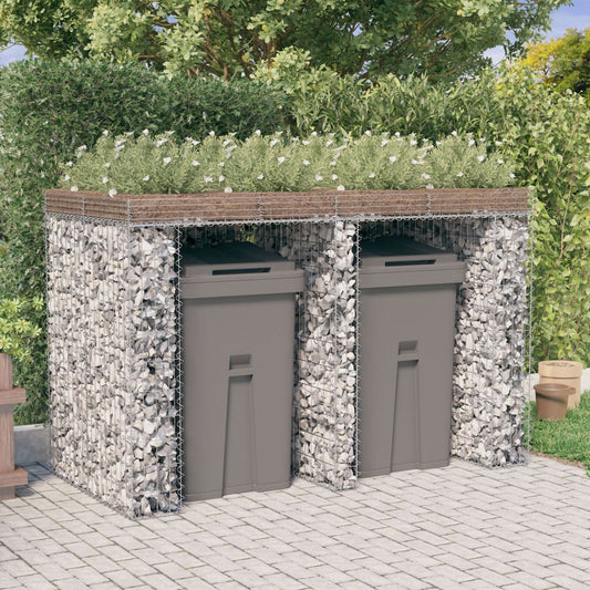 Parete Gabbioni Bidone Spazzatura 192X91X120 Cm Ferro Zincato