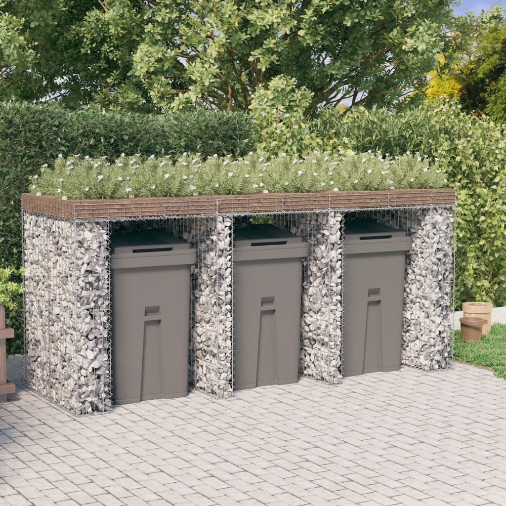 Parete Gabbioni Bidone Spazzatura 192X91X120 Cm Ferro Zincato