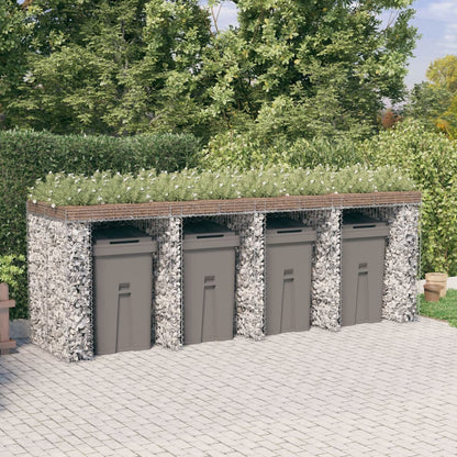 Parete Gabbioni Bidone Spazzatura 192X91X120 Cm Ferro Zincato
