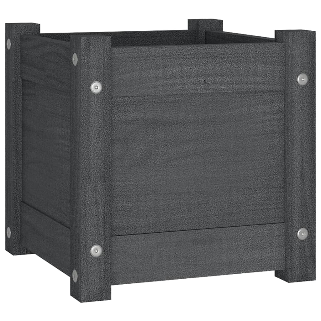 Fioriere Da Giardino 2 Pz Grigie 31X31X31 Cm In Legno Di Pino