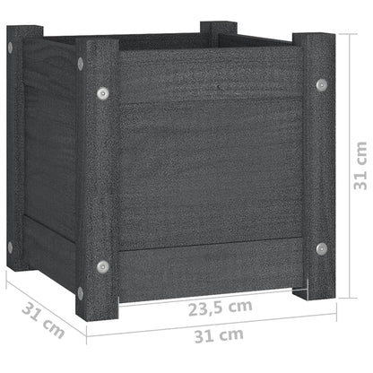 Fioriere Da Giardino 2 Pz Grigie 31X31X31 Cm In Legno Di Pino