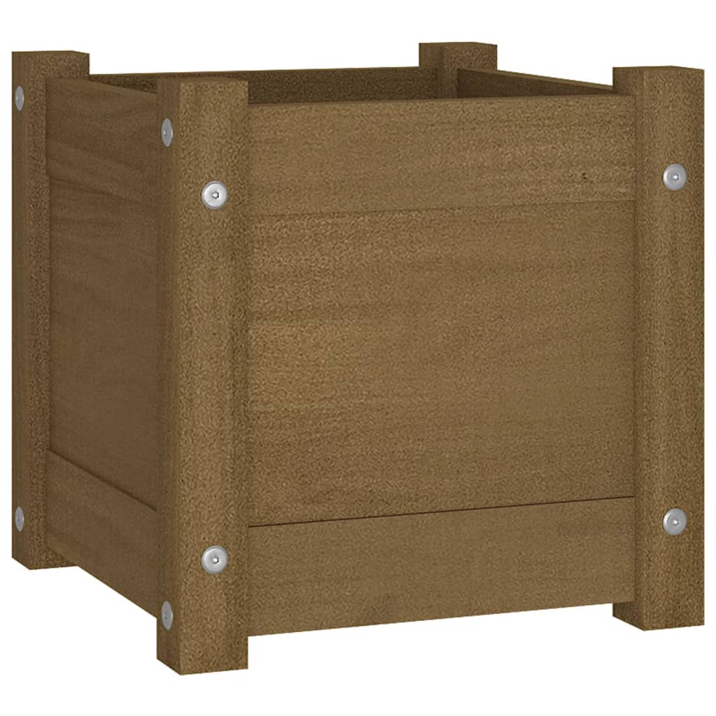 Fioriera Giardino Marrone Ambra 31X31X31 Cm Legno Massello Pino