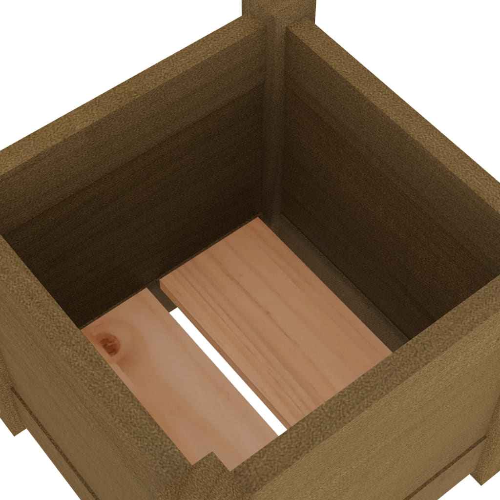 Fioriera Giardino Marrone Ambra 31X31X31 Cm Legno Massello Pino