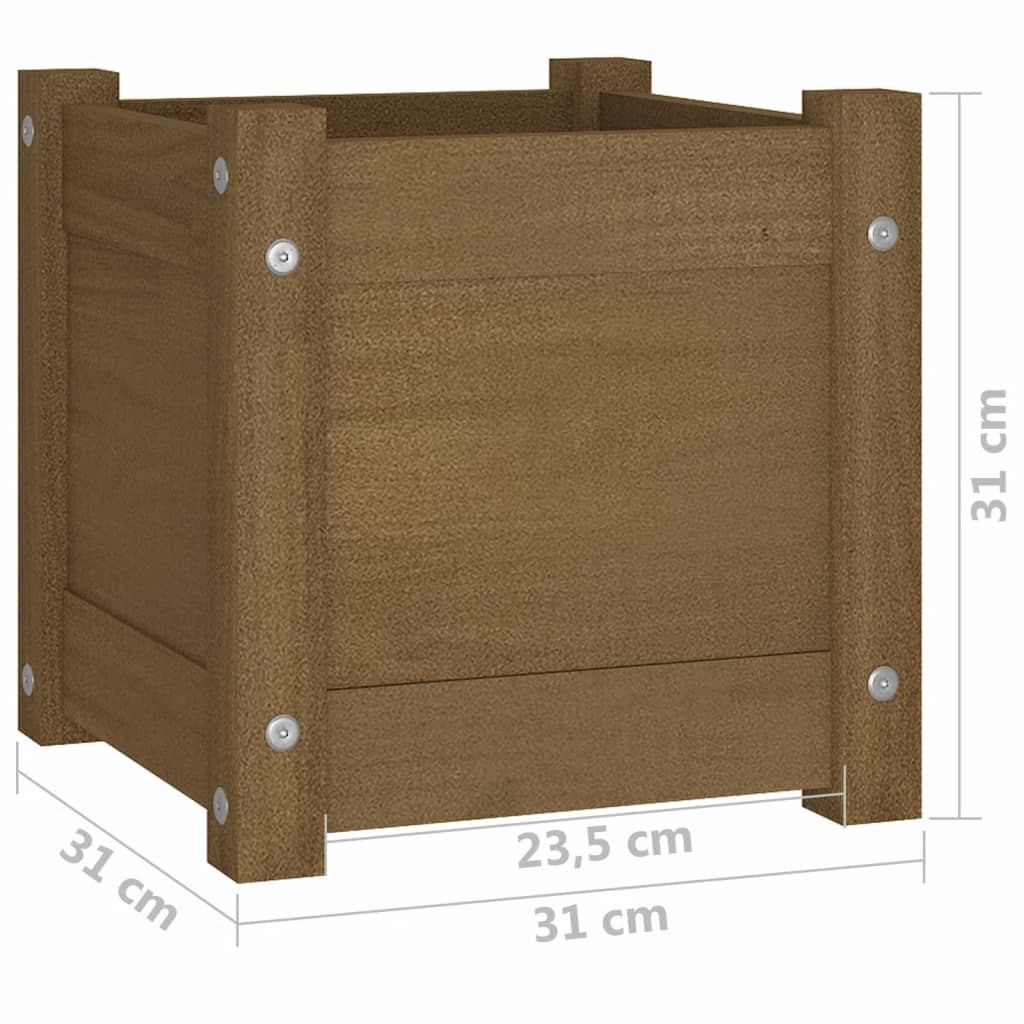 Fioriera Giardino Marrone Ambra 31X31X31 Cm Legno Massello Pino