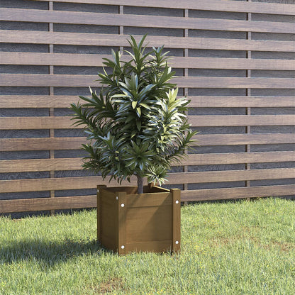 Fioriera Giardino Marrone Ambra 31X31X31 Cm Legno Massello Pino