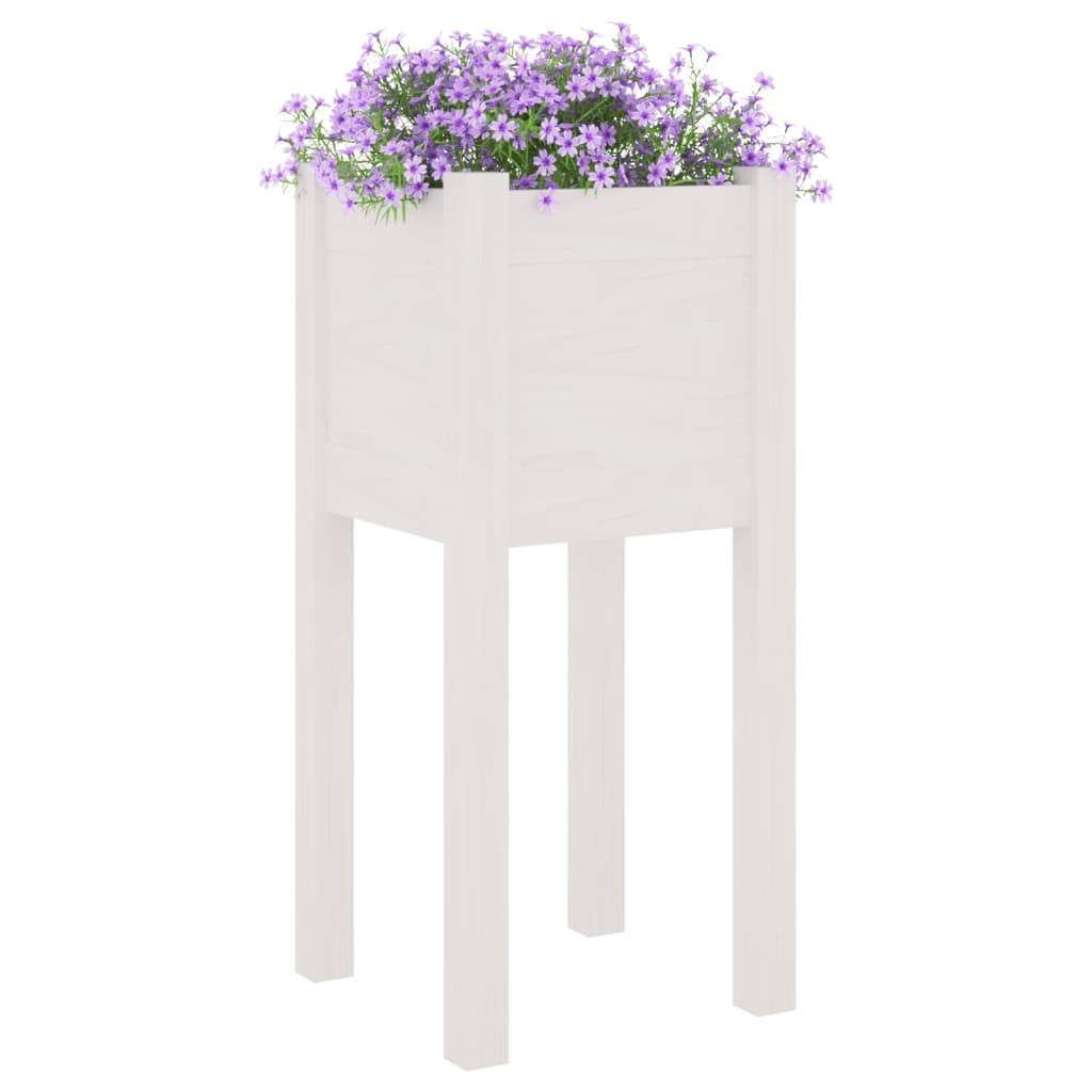 Fioriere Da Giardino 2 Pz Bianche 31X31X70 Cm In Legno Di Pino