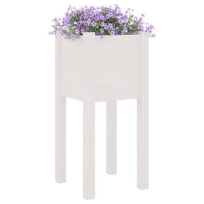 Fioriere Da Giardino 2 Pz Bianche 31X31X70 Cm In Legno Di Pino