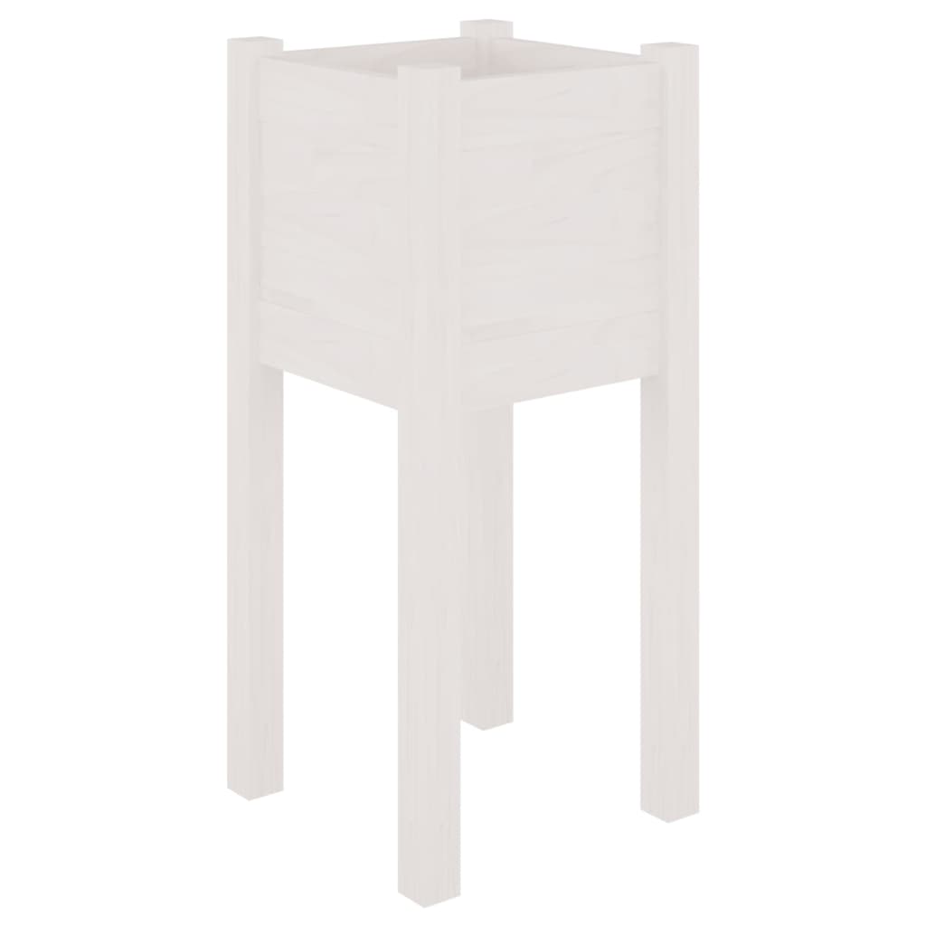 Fioriere Da Giardino 2 Pz Bianche 31X31X70 Cm In Legno Di Pino