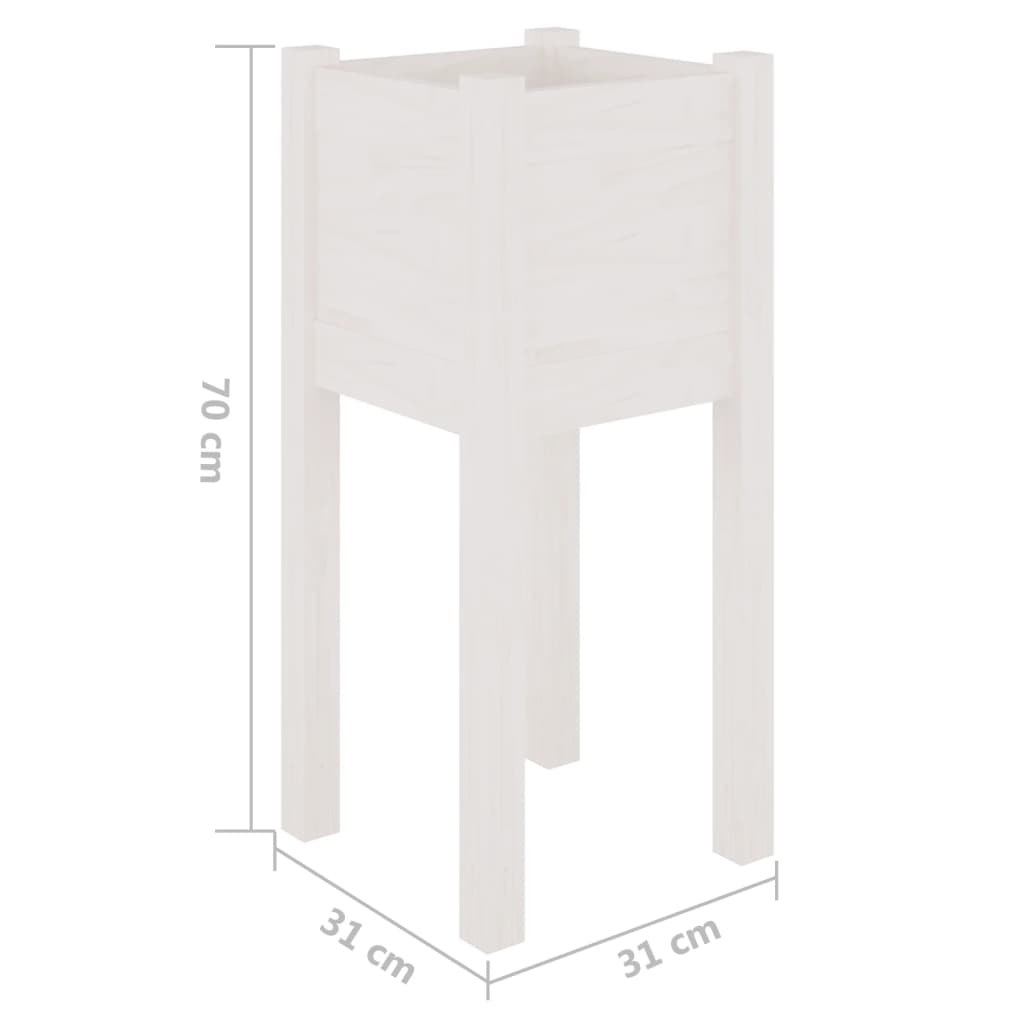 Fioriere Da Giardino 2 Pz Bianche 31X31X70 Cm In Legno Di Pino