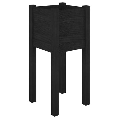 Fioriera Da Giardino Nera 31X31X70 Cm In Legno Massello Di Pino