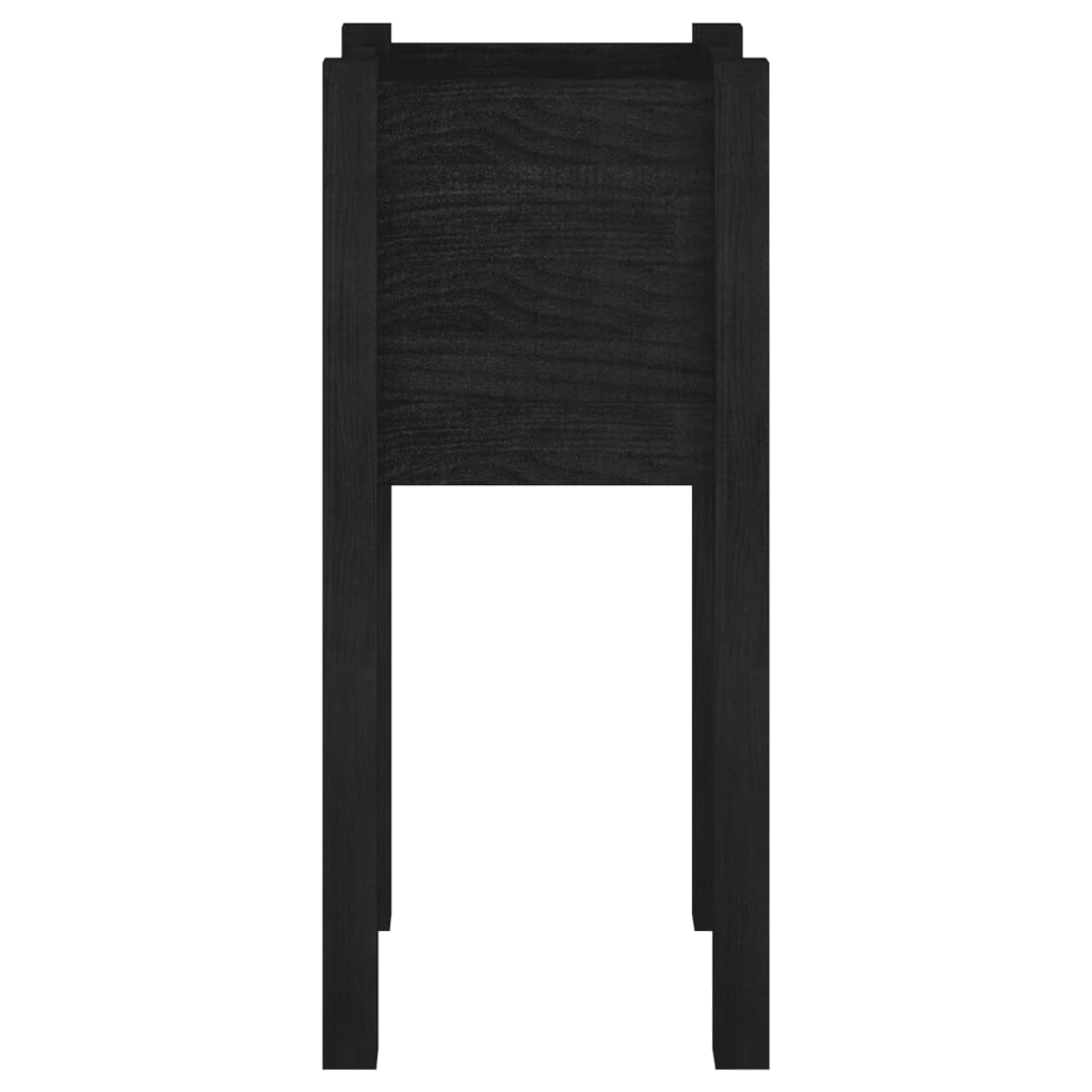 Fioriera Da Giardino Nera 31X31X70 Cm In Legno Massello Di Pino