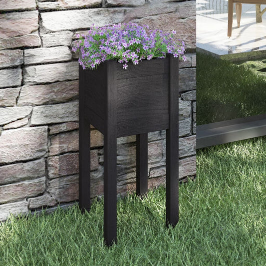 Fioriera Da Giardino Nera 31X31X70 Cm In Legno Massello Di Pino