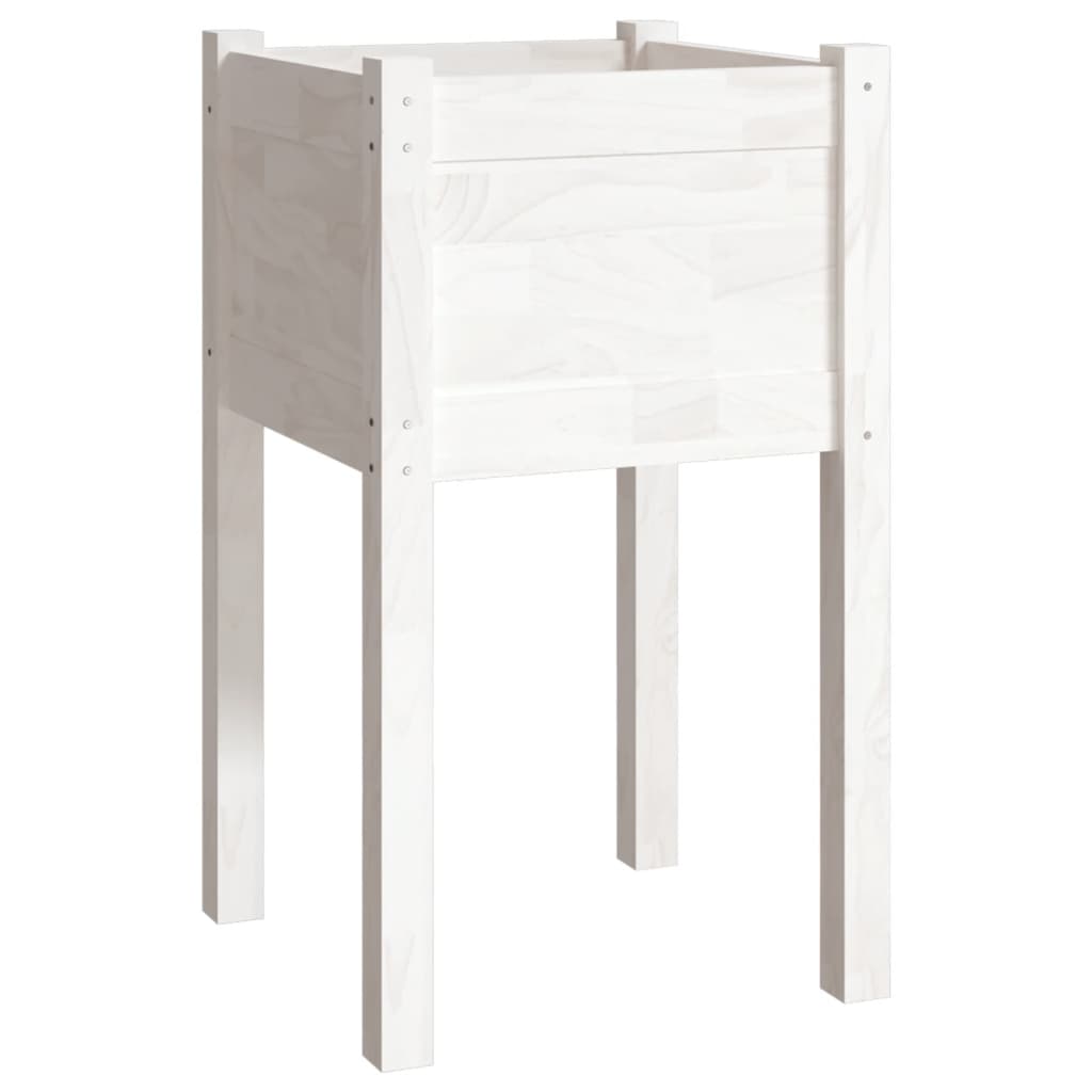 Fioriera Da Giardino Bianca 40X40X70 Cm Legno Massello Di Pino