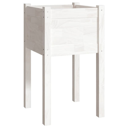 Fioriera Da Giardino Bianca 40X40X70 Cm Legno Massello Di Pino