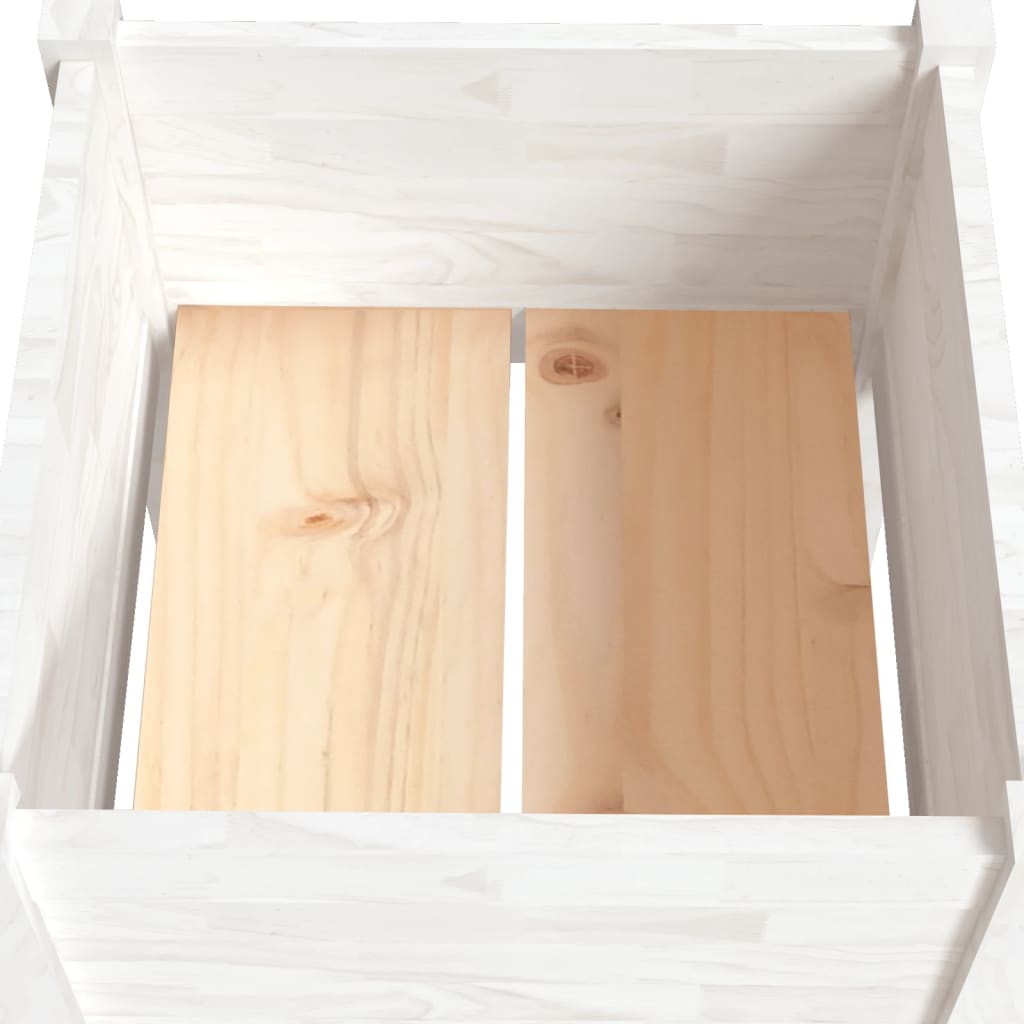 Fioriera Da Giardino Bianca 40X40X70 Cm Legno Massello Di Pino