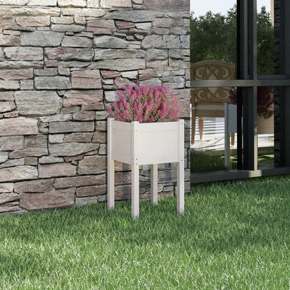Fioriera Da Giardino Bianca 40X40X70 Cm Legno Massello Di Pino