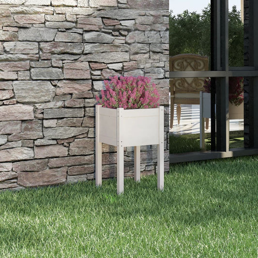 Fioriera Da Giardino Bianca 40X40X70 Cm Legno Massello Di Pino