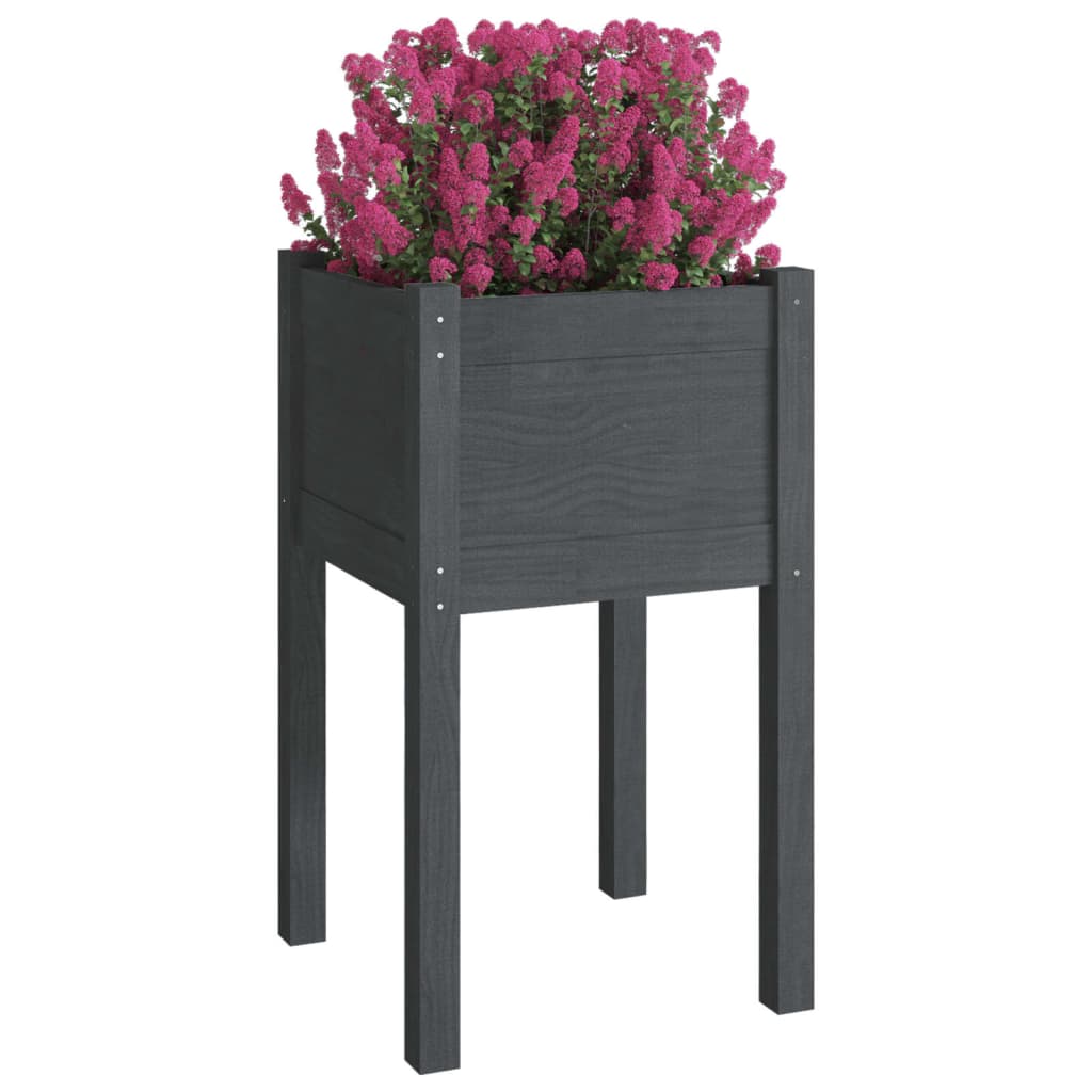 Fioriere Da Giardino 2 Pz Grigie 40X40X70 Cm In Legno Di Pino